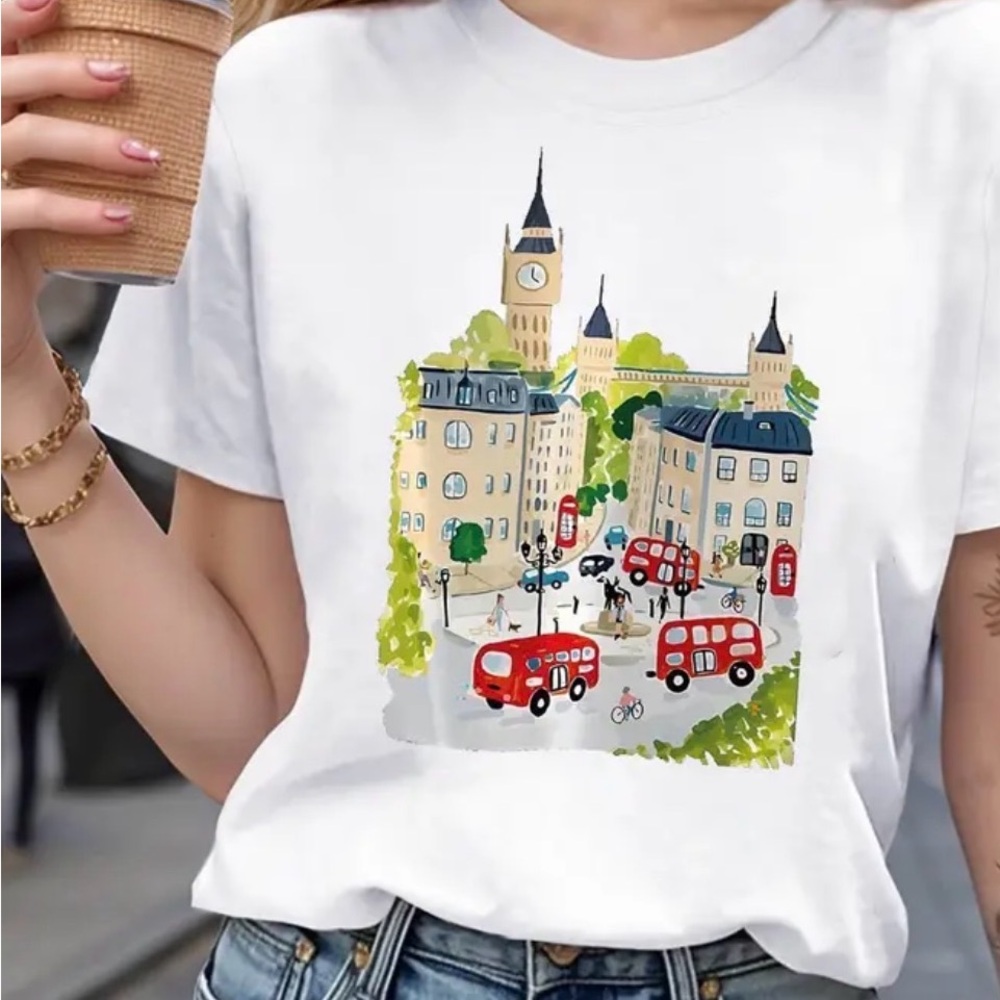White Ladie’s London Scene Graphic Tee